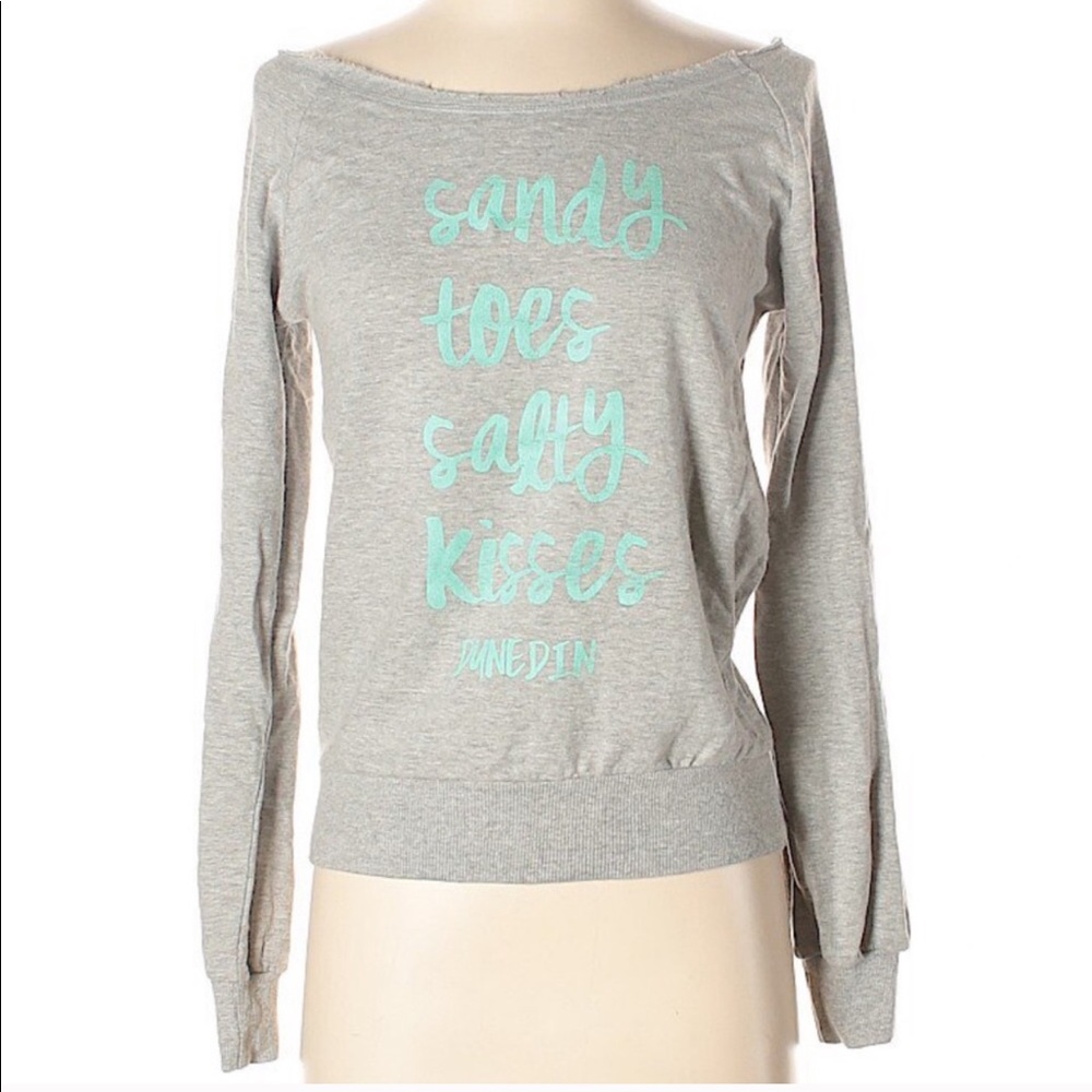 Lagaci boatneck “sandy toes” sweatshirt, size small